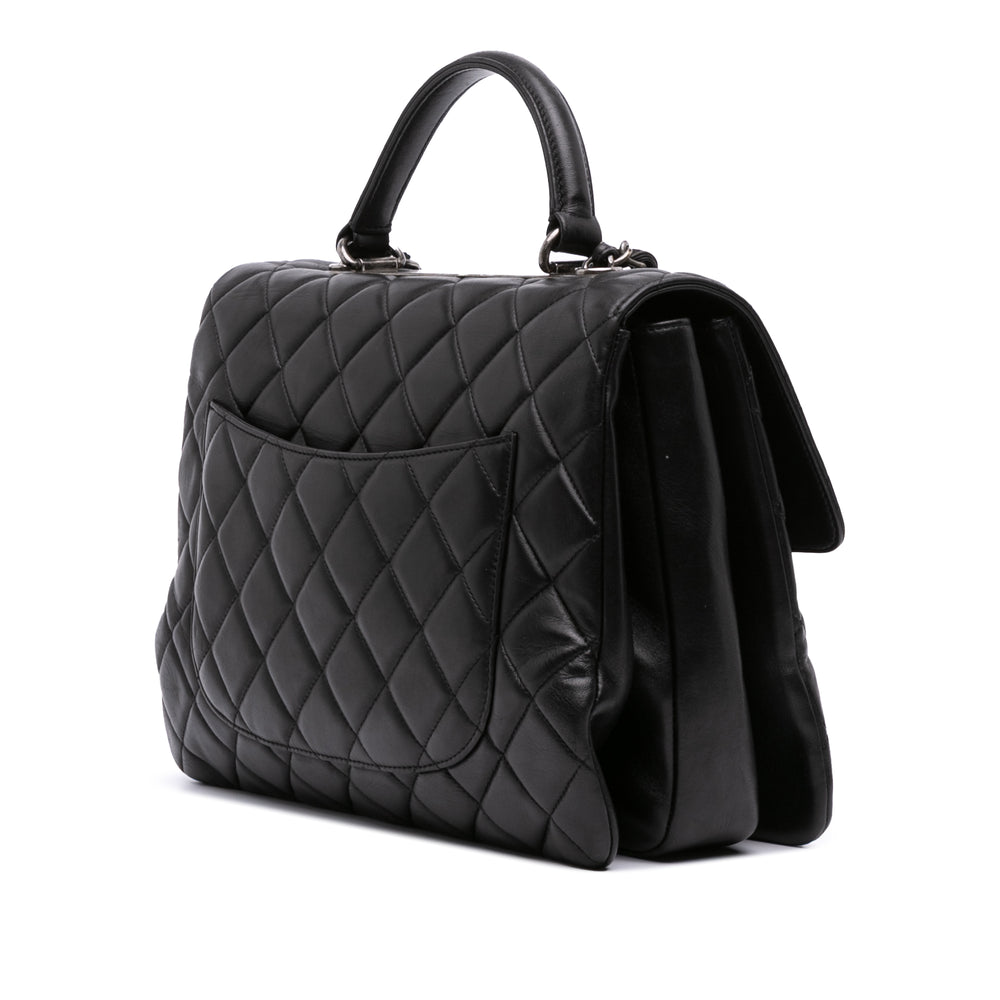 Large Lambskin Trendy CC Top Handle Bag Black - Gaby Paris