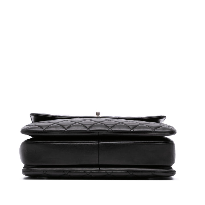 Large Lambskin Trendy CC Top Handle Bag Black - Gaby Paris