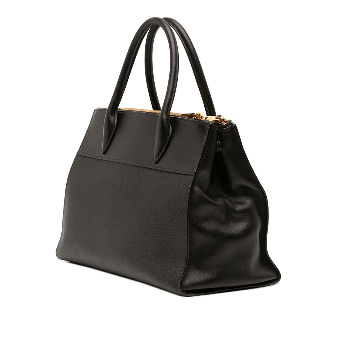 Prada Sac à main City Veau à finitions Paradigme Saffiano Noir – vue 2 – GABY PARIS