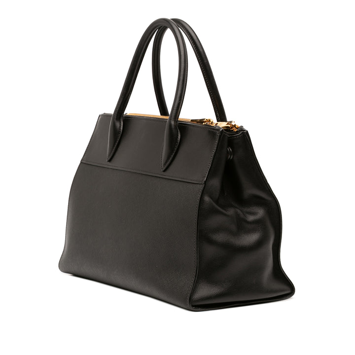 Prada Sac à main City Veau à finitions Paradigme Saffiano Noir – vue 2 – GABY PARIS