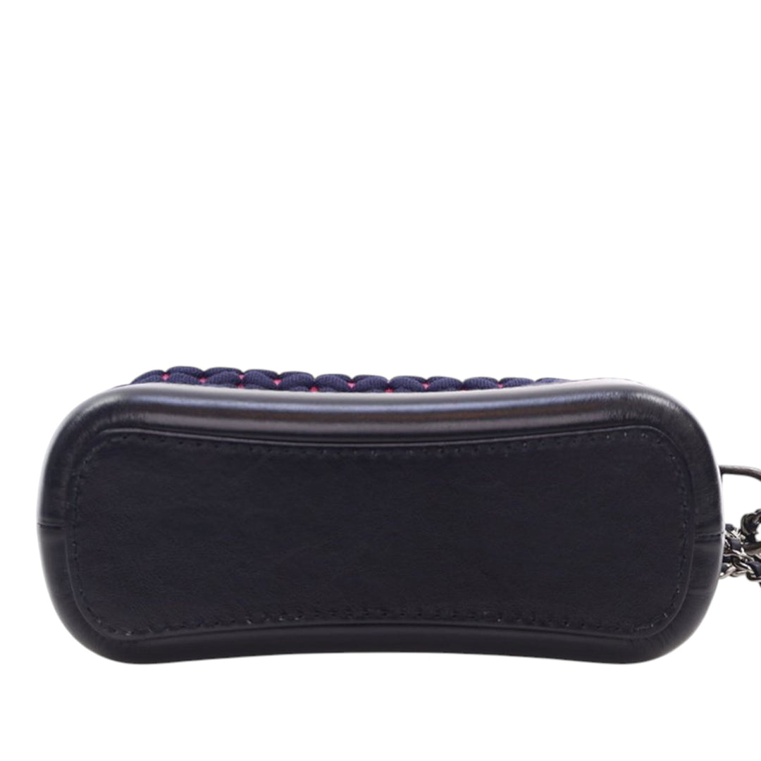 Chanel Small Knit and Cuir de veau Gabrielle Hobo Bleu