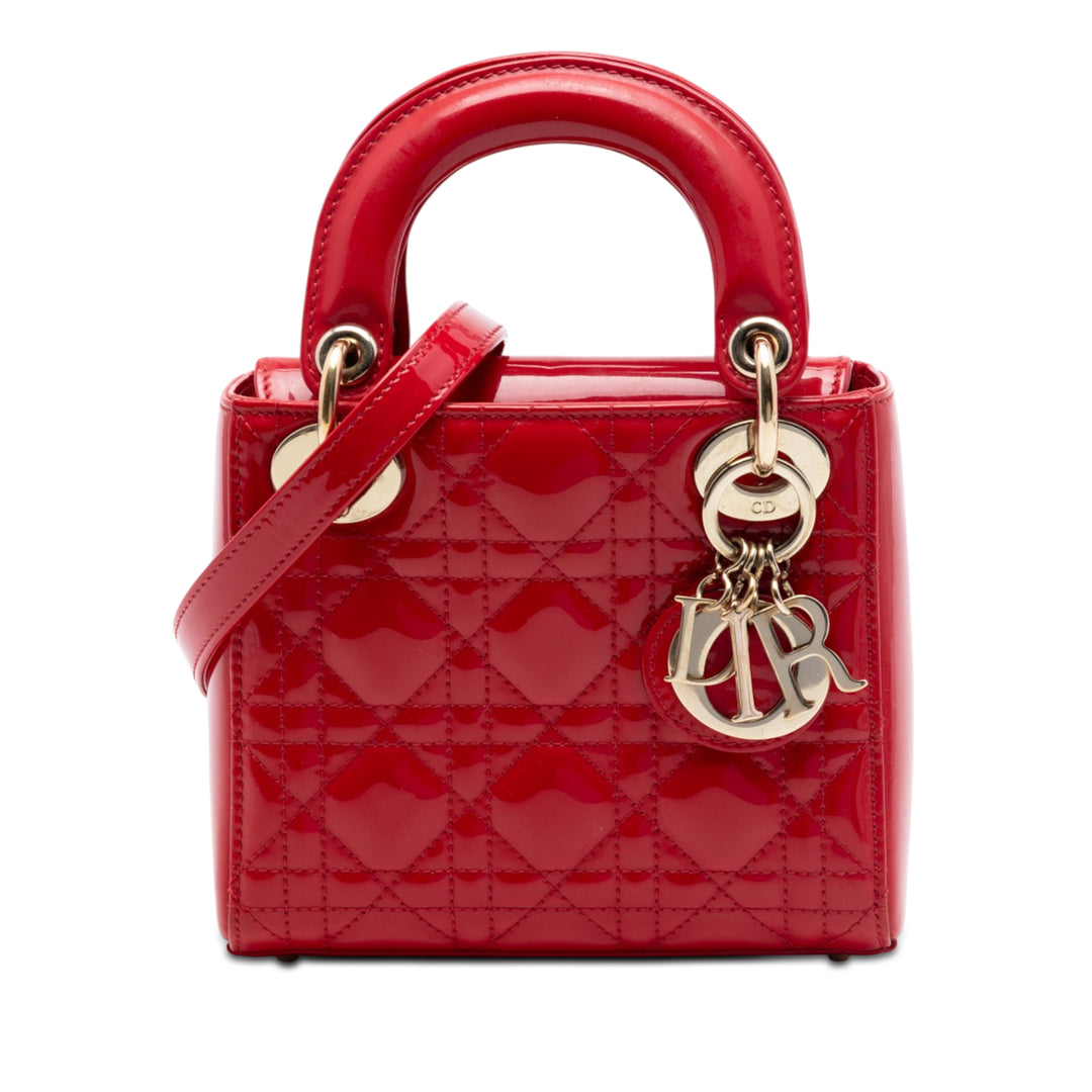 Dior Mini Cuir verni Cannage Lady Dior
