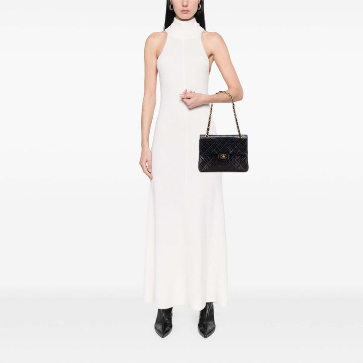 Medium Tall Classic Lambskin Double Flap Black - Gaby Paris