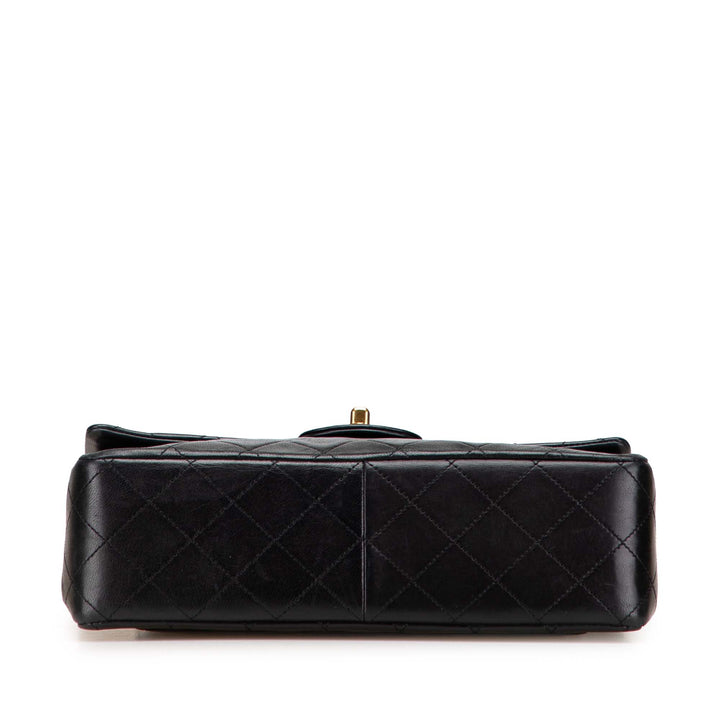 Medium Tall Classic Lambskin Double Flap Black - Gaby Paris