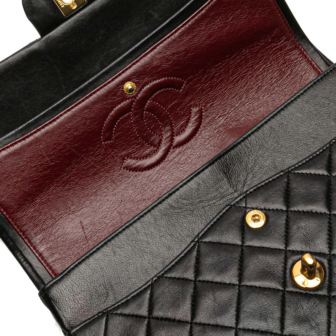 Medium Tall Classic Lambskin Double Flap Black - Gaby Paris