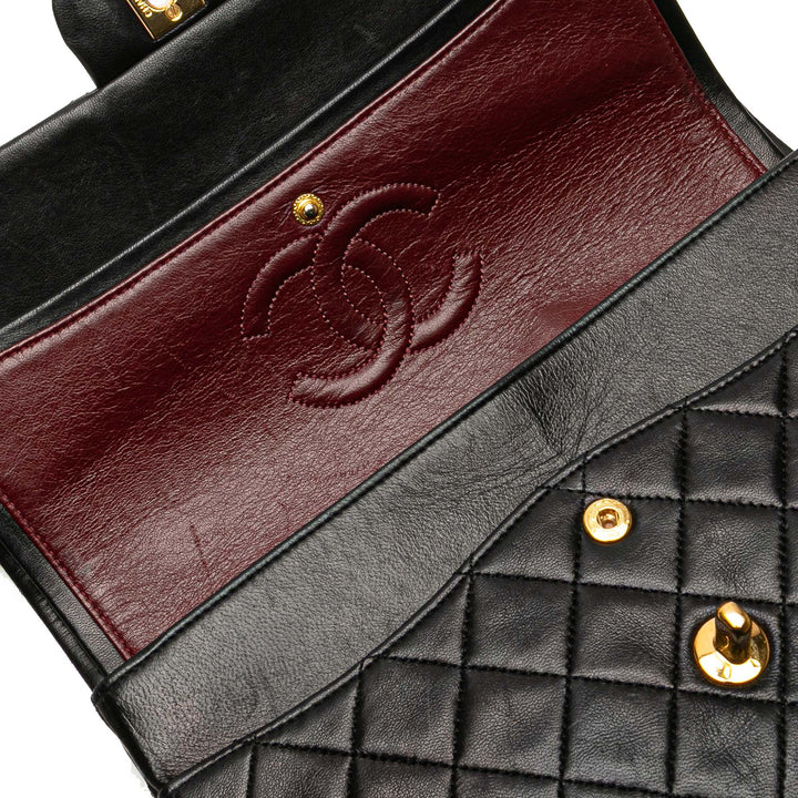 Medium Tall Classic Lambskin Double Flap Black - Gaby Paris