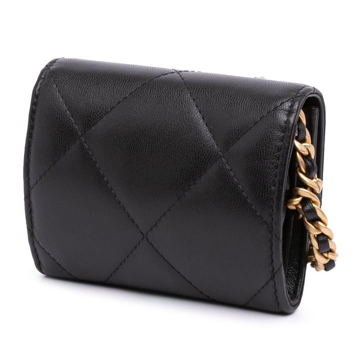Chanel Matelassé Cuir d’agneau 19 à rabat Coin Purse avec chaîne