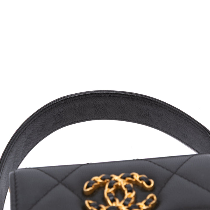 Chanel Matelassé Cuir d’agneau 19 à rabat Coin Purse avec chaîne