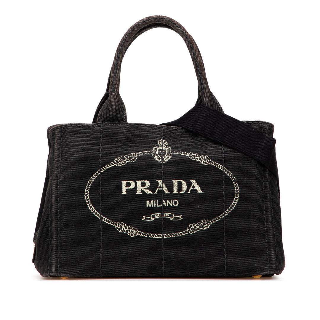 Small Canvas Canapa Logo Satchel Black - Gaby Paris