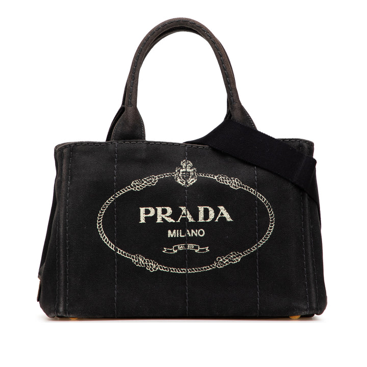 Small Canvas Canapa Logo Satchel Black - Gaby Paris