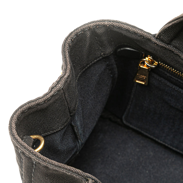 Small Canvas Canapa Logo Satchel Black - Gaby Paris