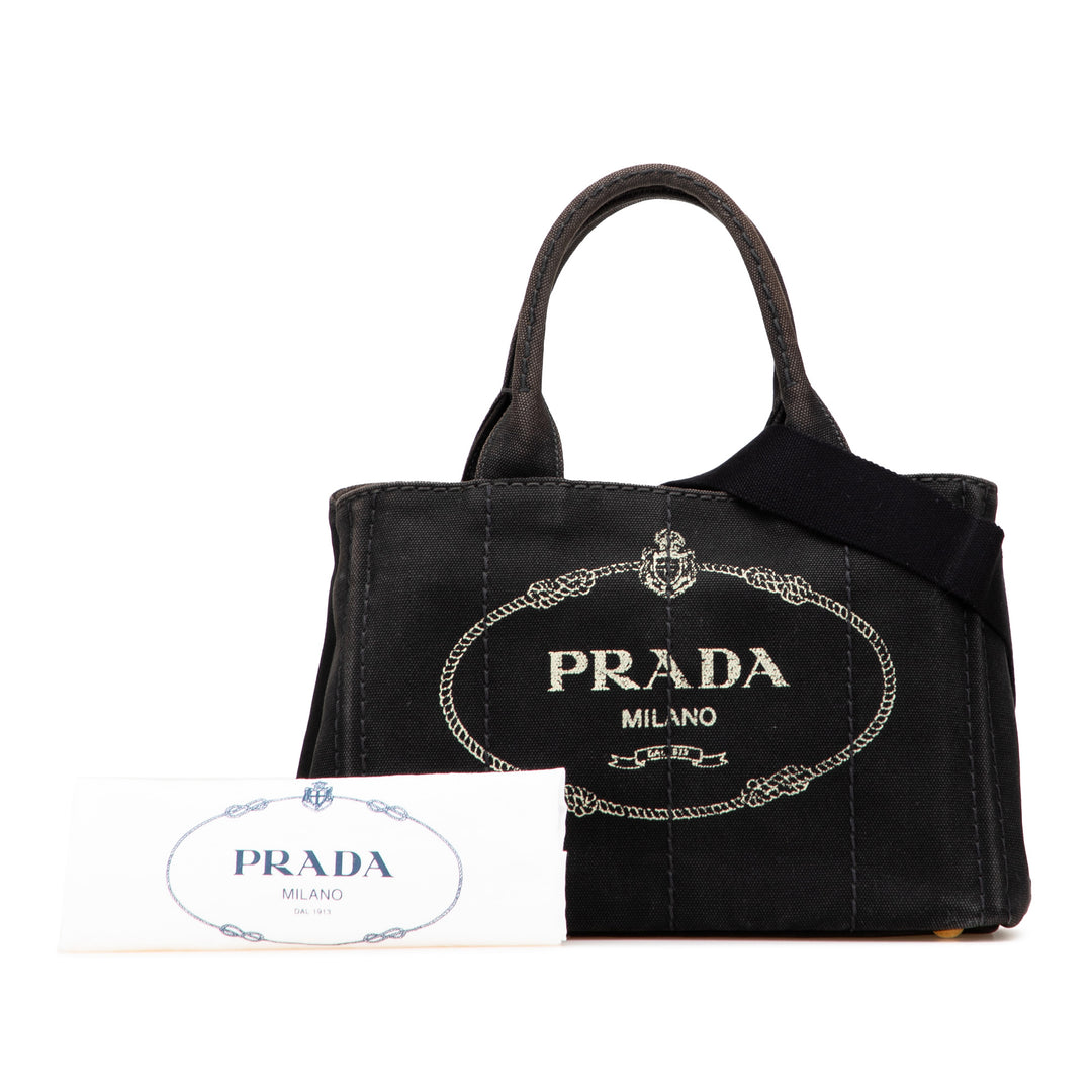 Small Canvas Canapa Logo Satchel Black - Gaby Paris