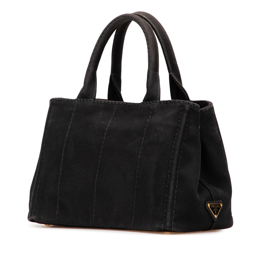 Small Canvas Canapa Logo Satchel Black - Gaby Paris