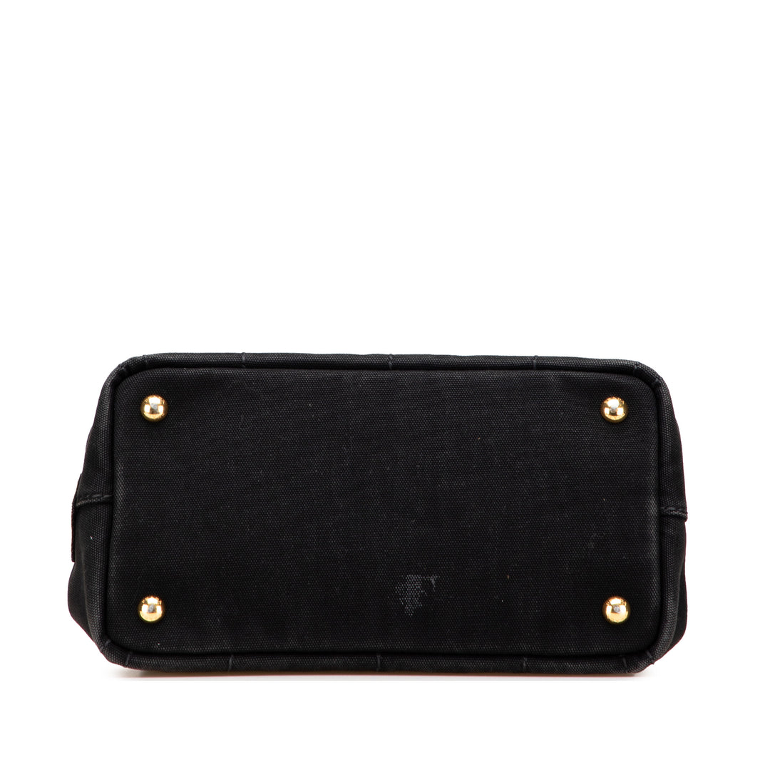 Small Canvas Canapa Logo Satchel Black - Gaby Paris