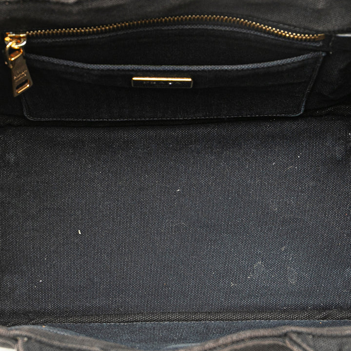 Small Canvas Canapa Logo Satchel Black - Gaby Paris