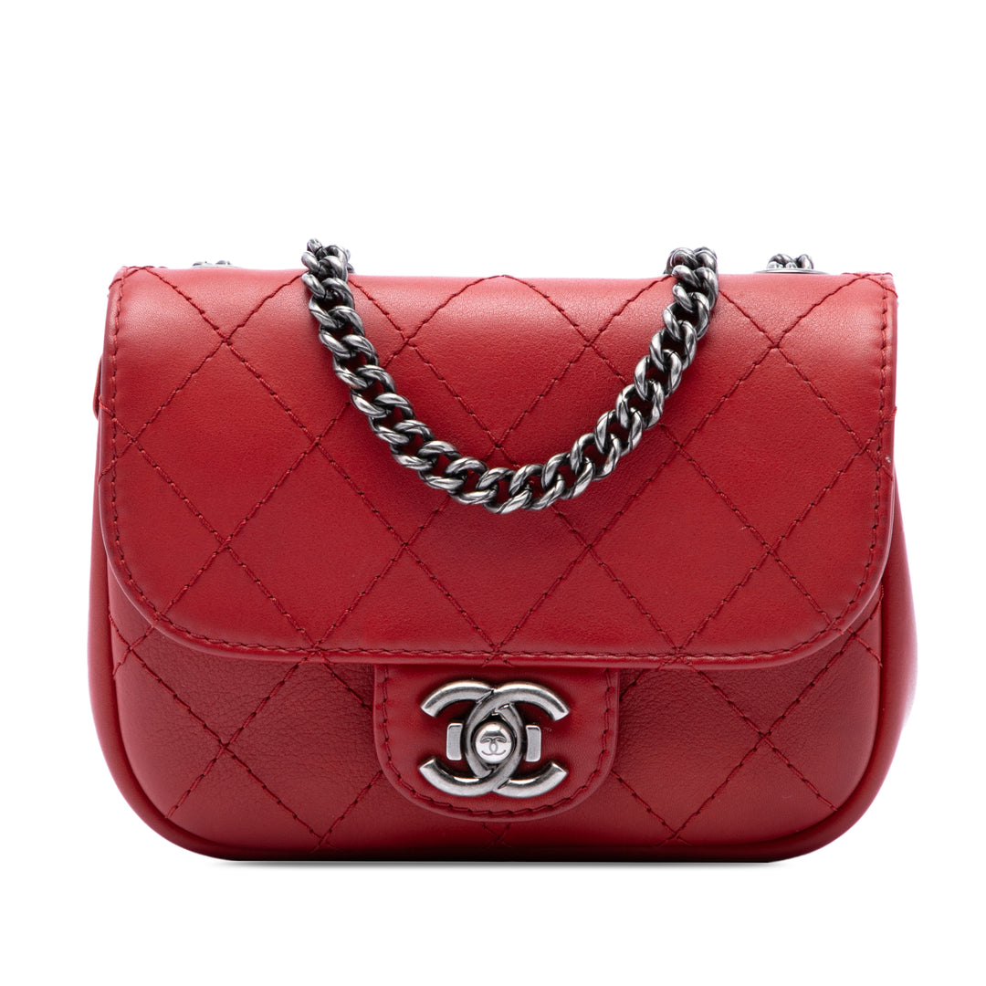 Paris Dallas Wild Stitch à rabat Cuir de chèvre Rouge