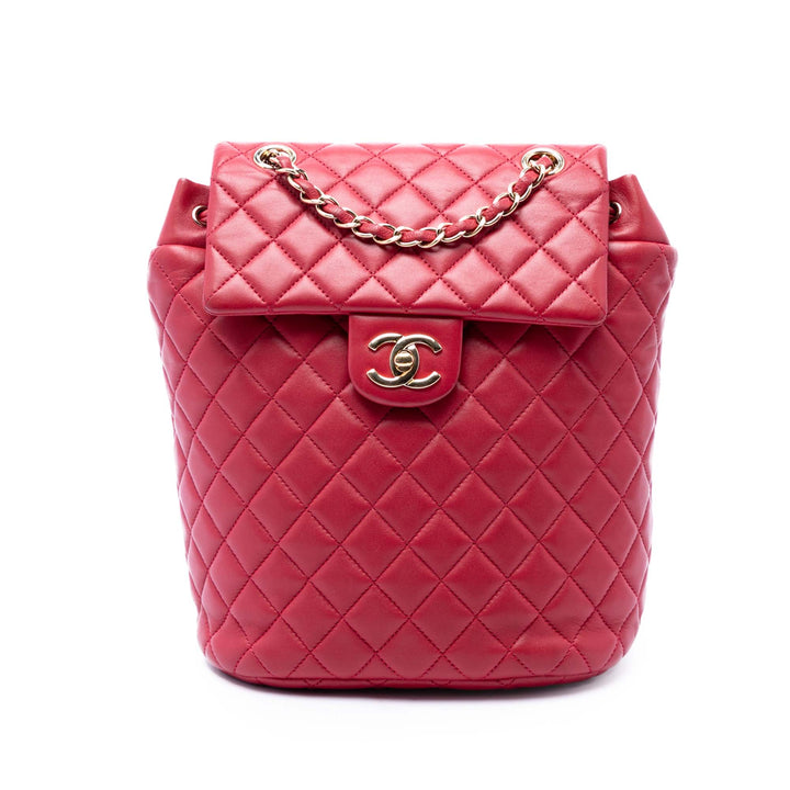 Matelassé Urban Spirit Sac à dos Mini Cuir d'agneau Rouge