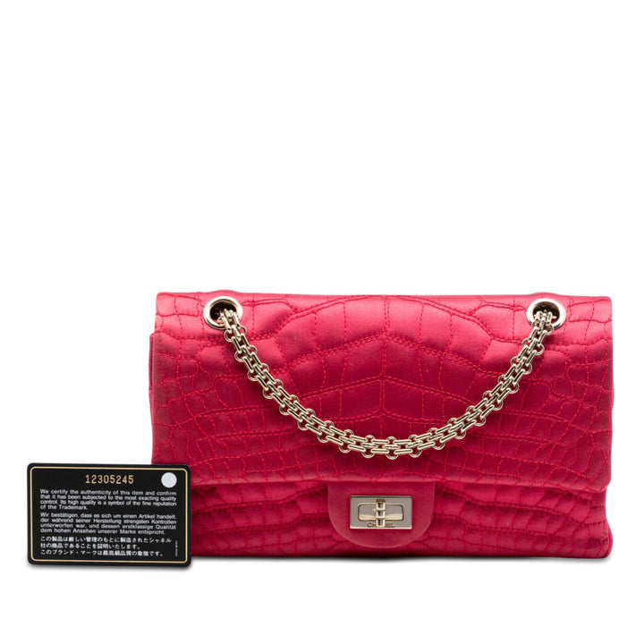 Chanel Croc Matelassé Satin Reissue 2.55 Double rabat 225