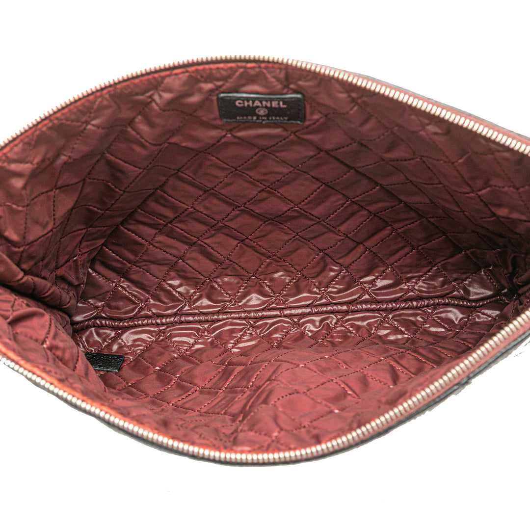 Large Quilted Caviar O Case Clutch Black - Gaby Paris