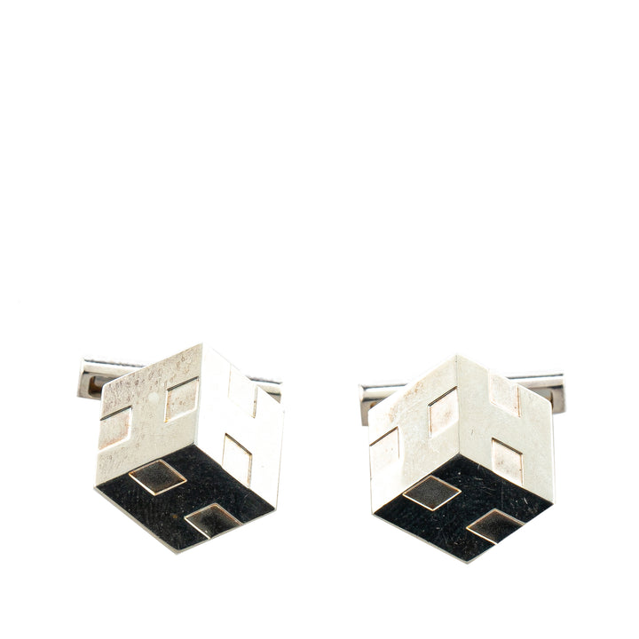 Sterling Silver Cube H Cufflinks Silver - Gaby Paris