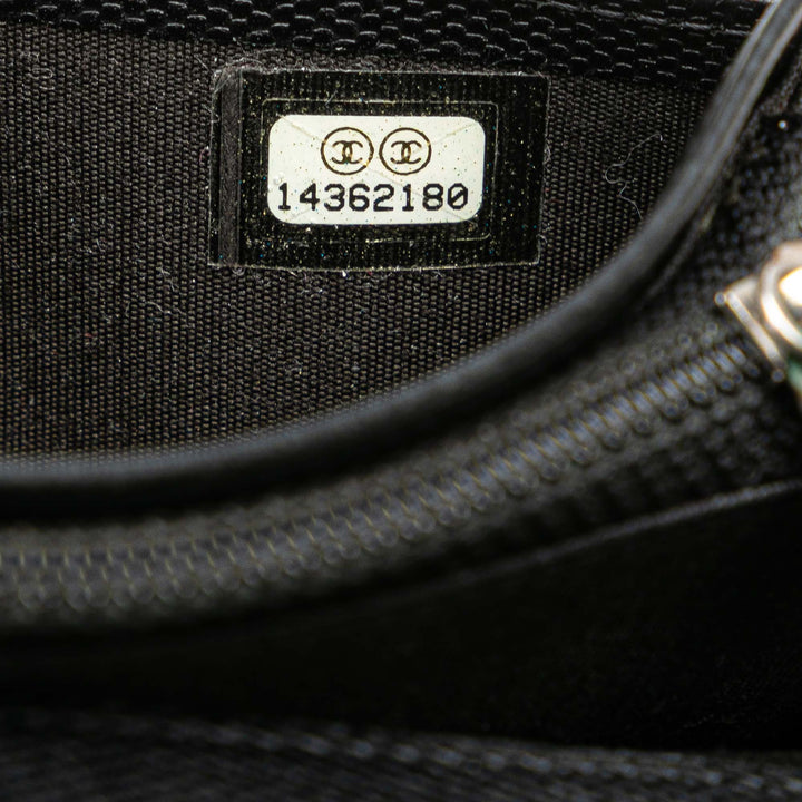 Lambskin Leather CC Button Long Wallet Black - Gaby Paris