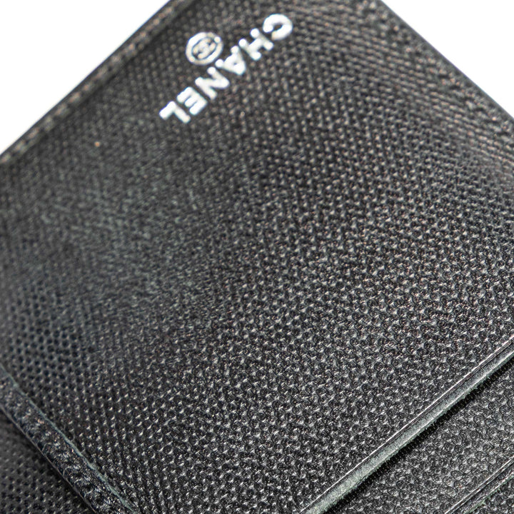 Lambskin Leather CC Button Long Wallet Black - Gaby Paris