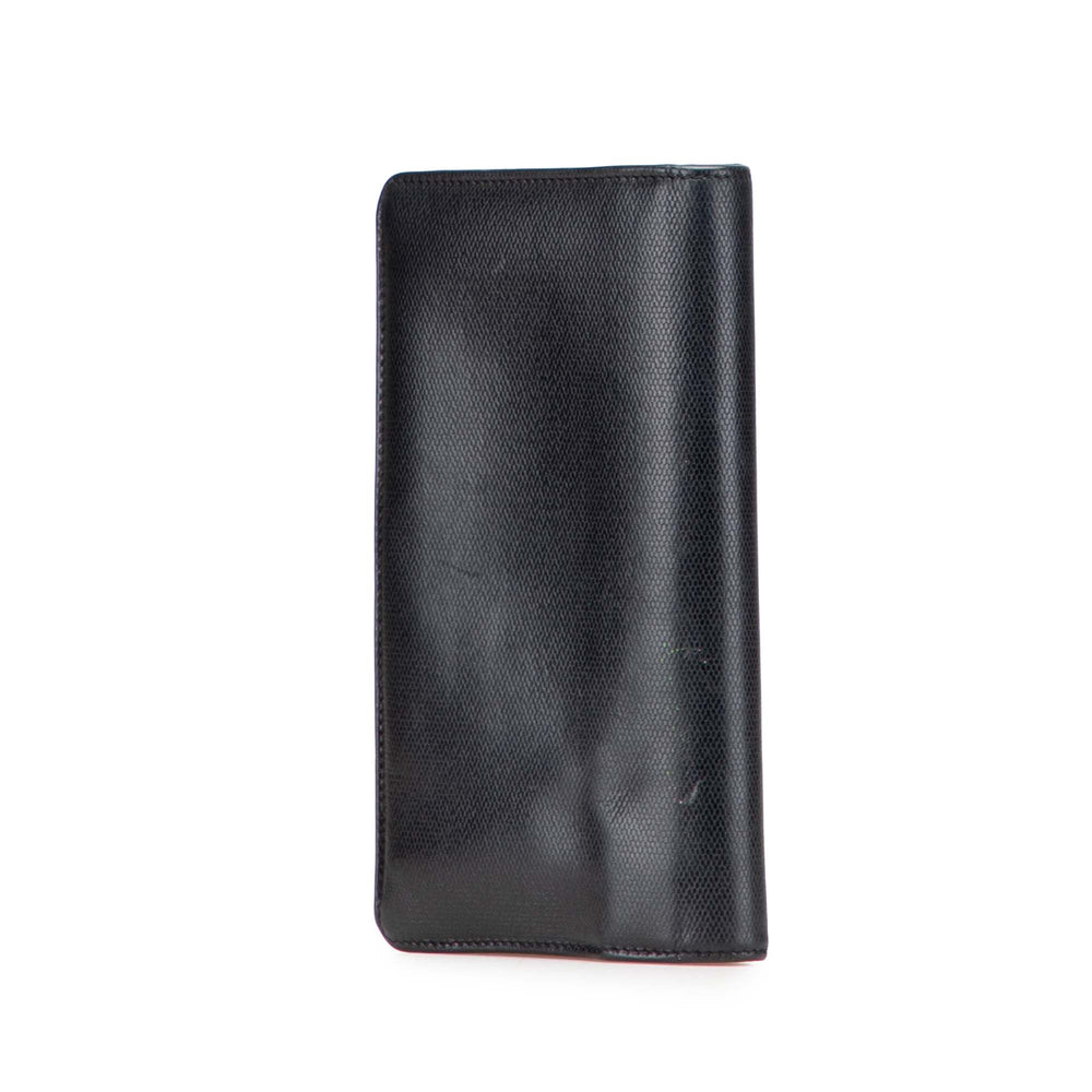 Lambskin Leather CC Button Long Wallet Black - Gaby Paris