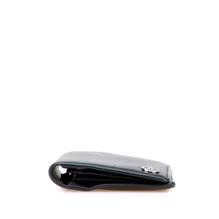 Lambskin Leather CC Button Long Wallet Black - Gaby Paris
