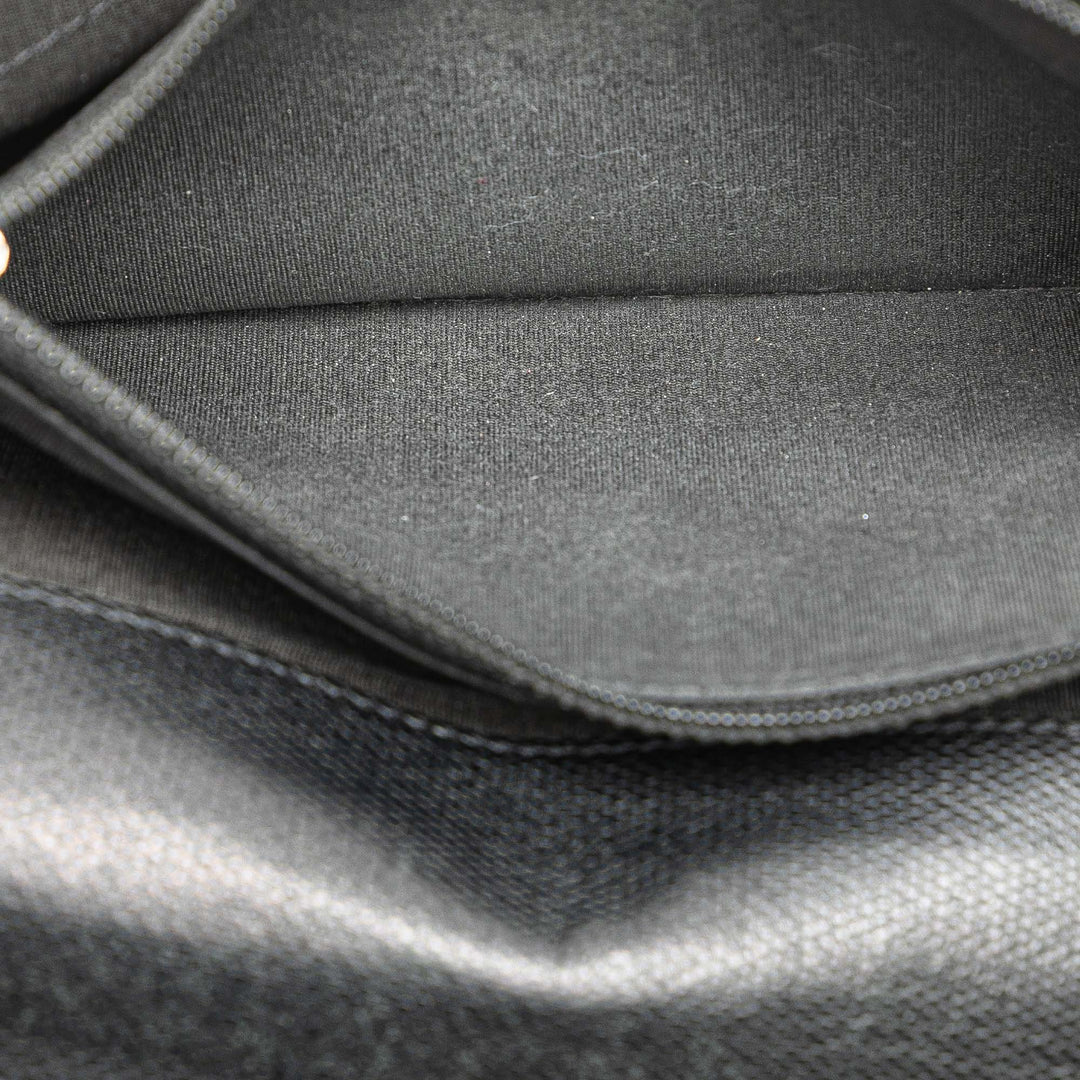 Lambskin Leather CC Button Long Wallet Black - Gaby Paris