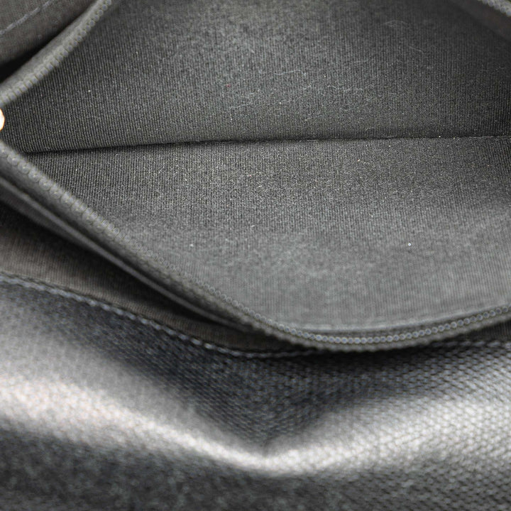 Lambskin Leather CC Button Long Wallet Black - Gaby Paris
