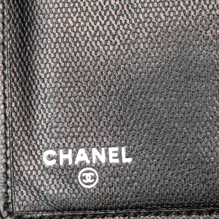 Lambskin Leather CC Button Long Wallet Black - Gaby Paris