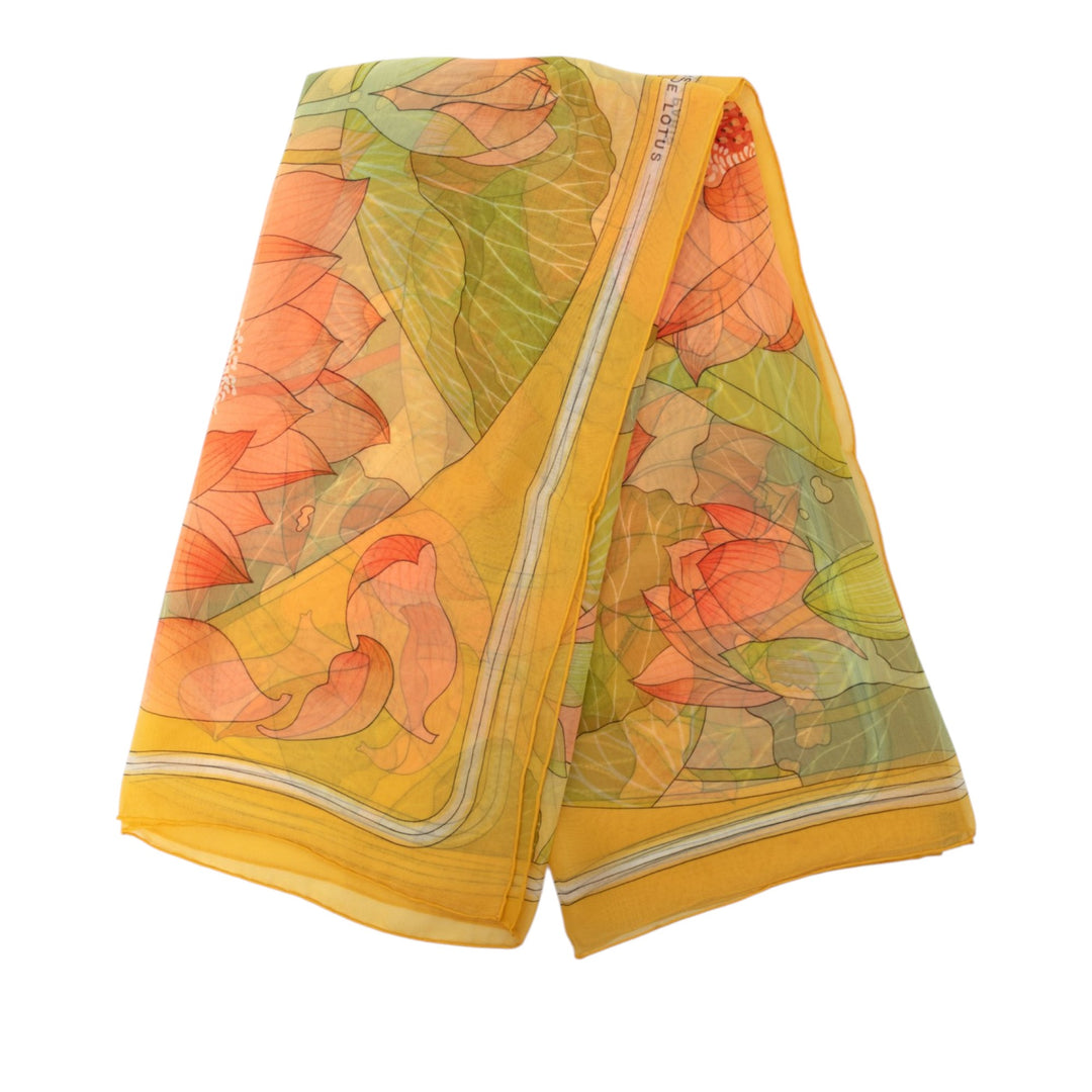 Fleurs De Lotus Mousseline Foulard 90 Jaune