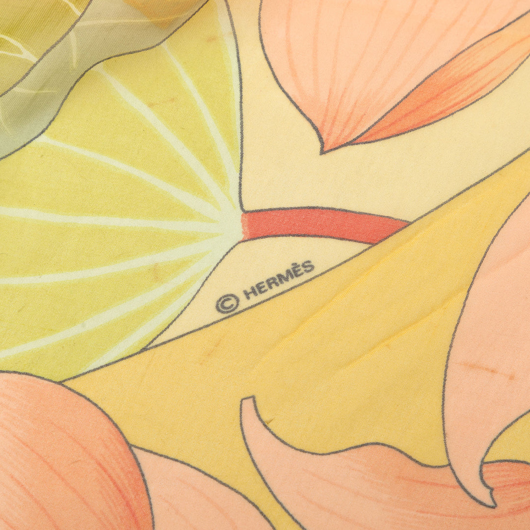 Fleurs De Lotus Mousseline Foulard 90 Jaune