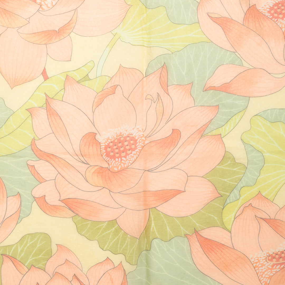 Fleurs De Lotus Mousseline Foulard 90 Jaune