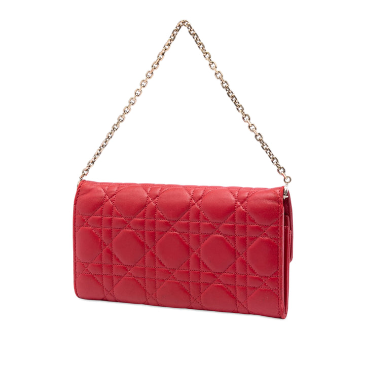 Cannage Miss Dior Promenade Wallet on Chain Cuir d'agneau Rouge