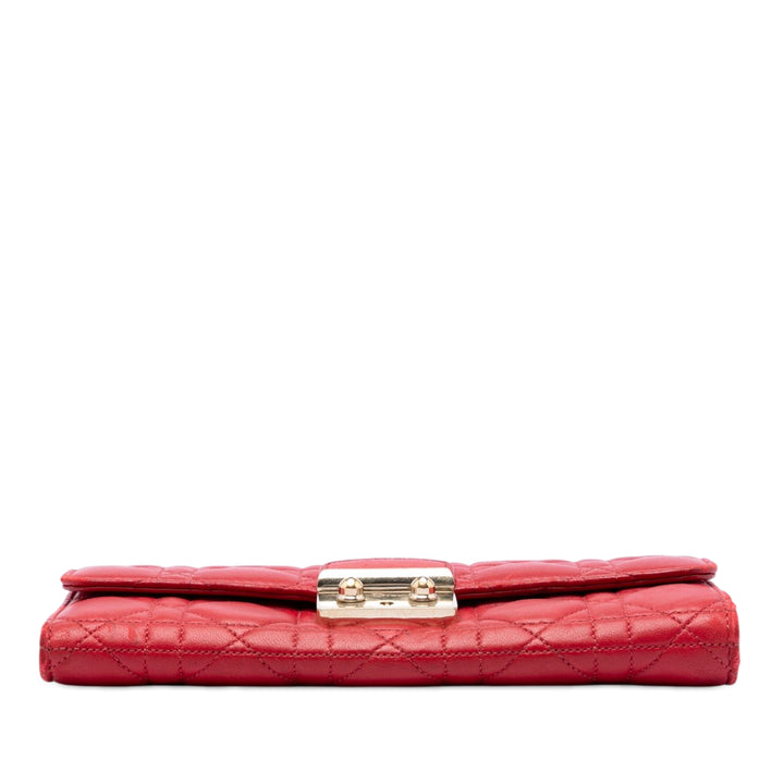 Cannage Miss Dior Promenade Wallet on Chain Cuir d'agneau Rouge