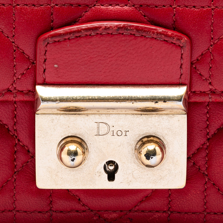 Cannage Miss Dior Promenade Wallet on Chain Cuir d'agneau Rouge