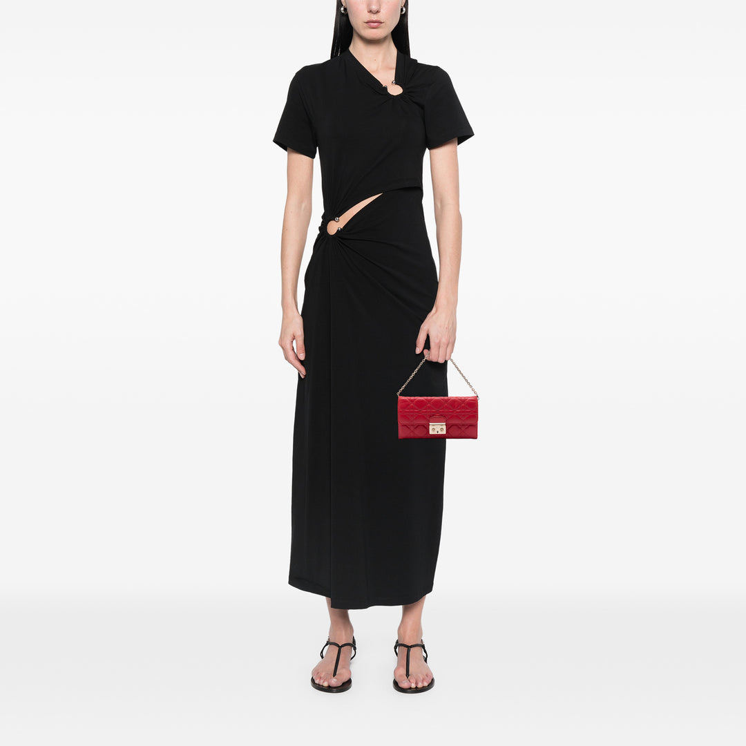 Cannage Miss Dior Promenade Wallet on Chain Cuir d'agneau Rouge