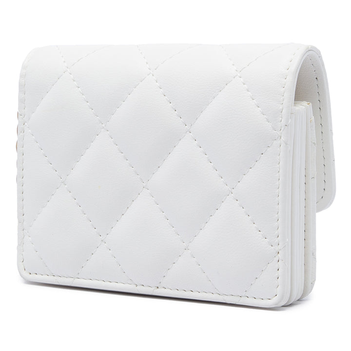Chanel Matelassé Cuir d’agneau Romance Card Holder On Chain