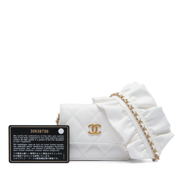 Chanel Matelassé Cuir d’agneau Romance Card Holder On Chain