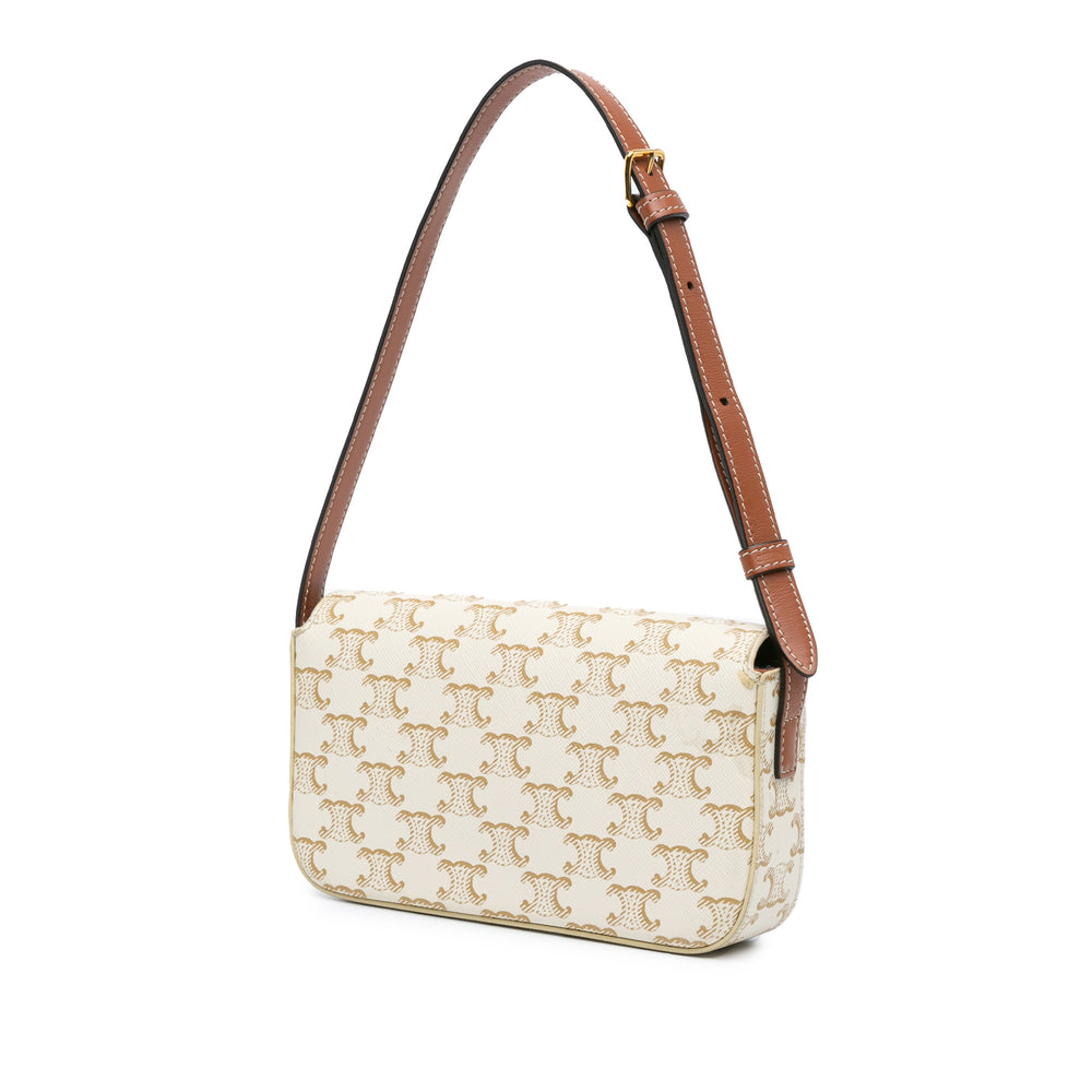 Triomphe Coated Canvas Claude Shoulder Bag White - Gaby Paris