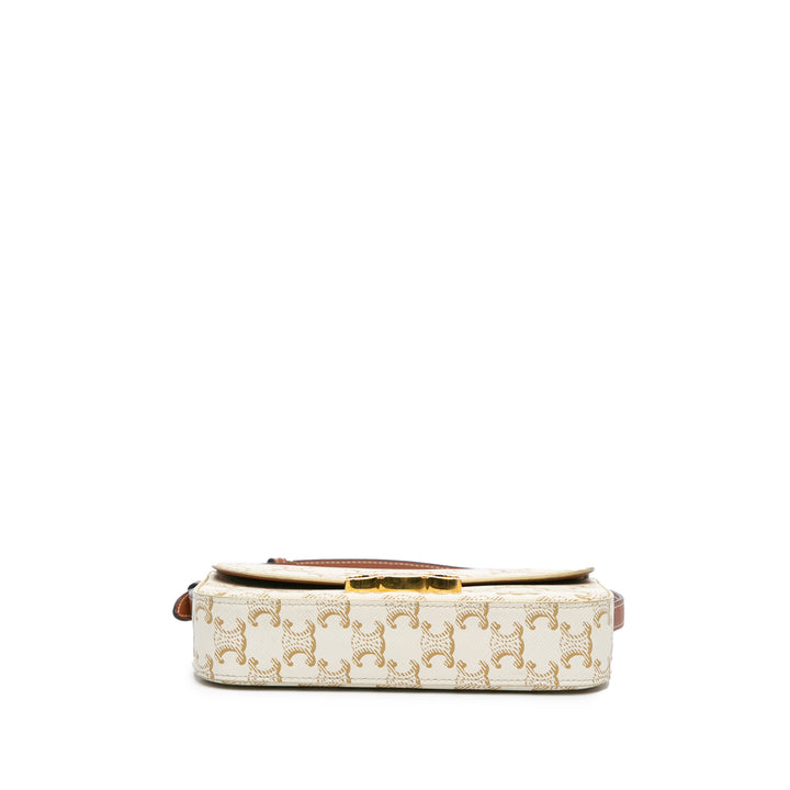 Triomphe Coated Canvas Claude Shoulder Bag White - Gaby Paris