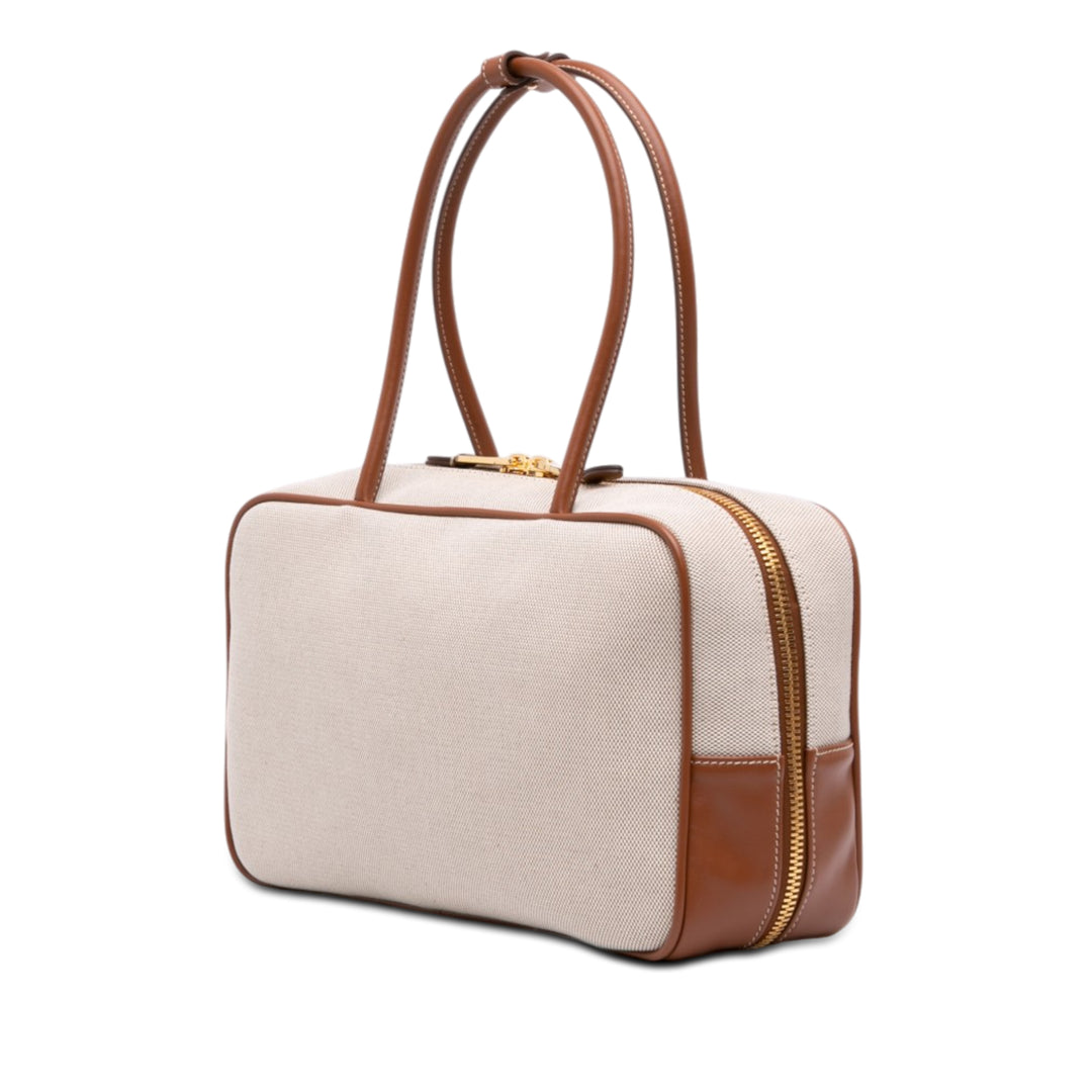 Miu Miu Large Toile et Cuir Logo Beau Sac à main
