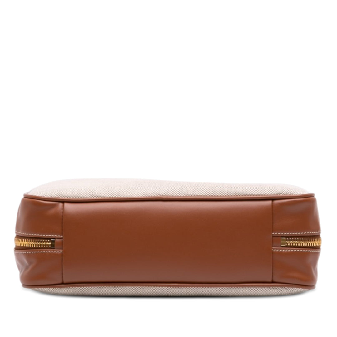 Miu Miu Large Toile et Cuir Logo Beau Sac à main