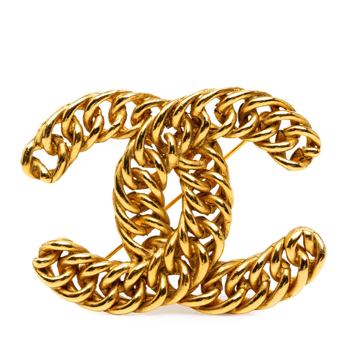 Chanel plaqué CC Chain Broche – GABY PARIS Authentique