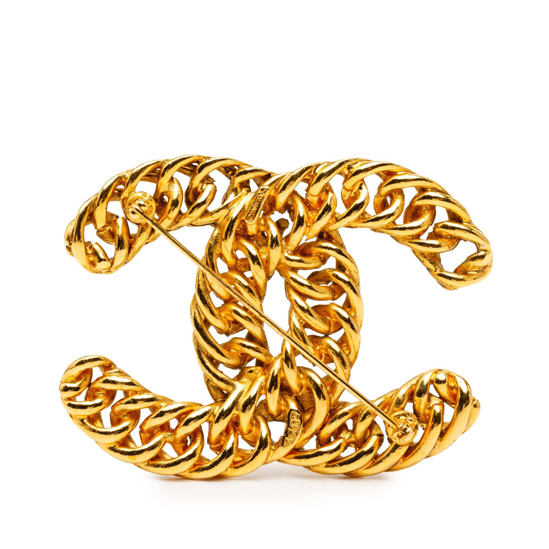 Chanel plaqué CC Chain Broche – GABY PARIS Authentique