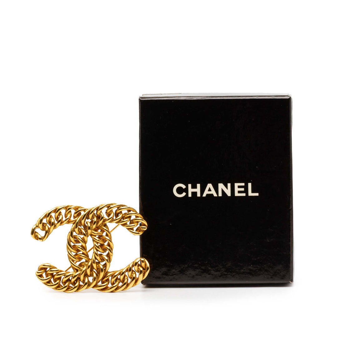 Chanel plaqué CC Chain Broche – GABY PARIS Authentique