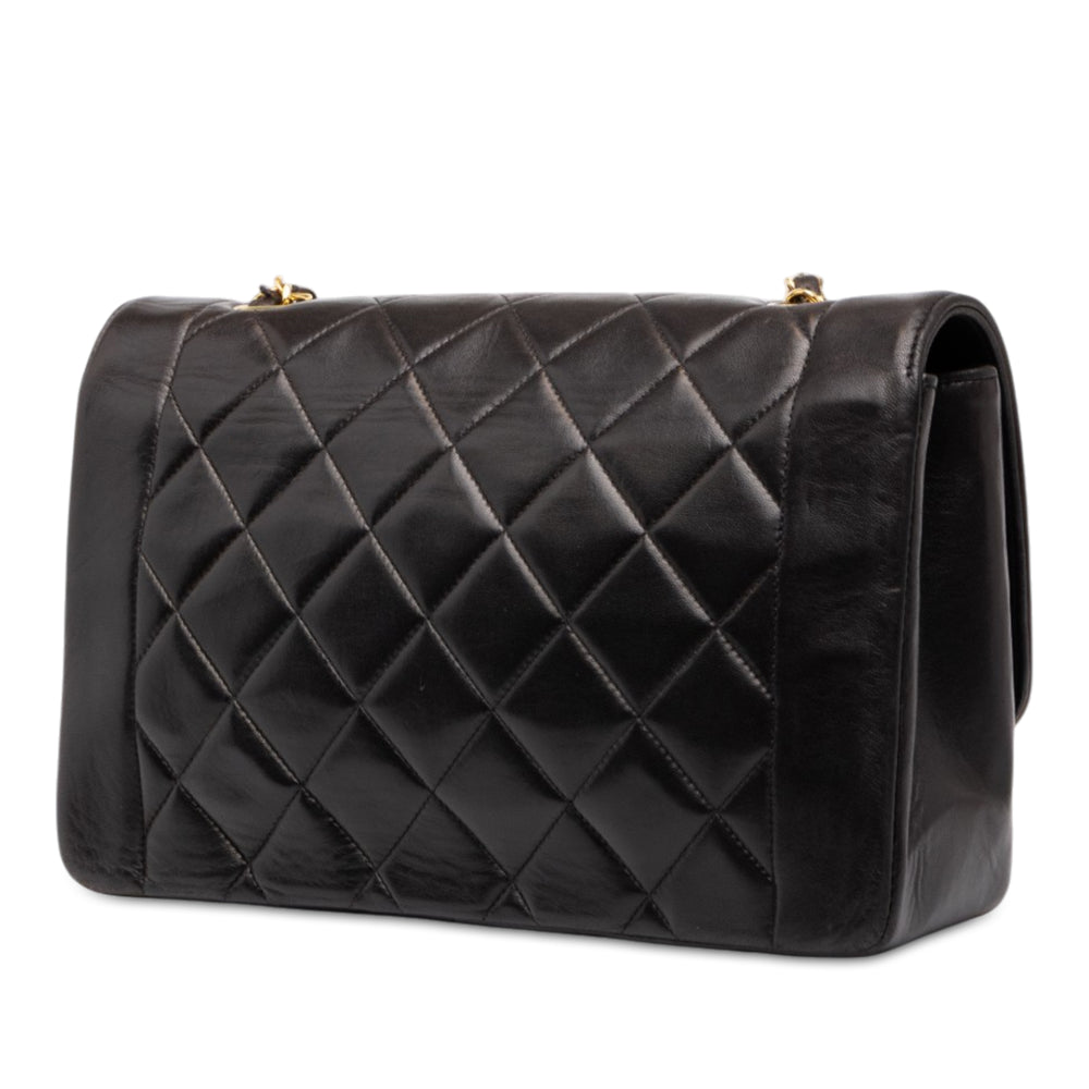 Chanel Matelassé Diana Rabat simple Petit Cuir d'agneau Noir – vue 2 – GABY PARIS