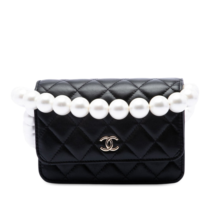 Chanel CC Matelassé Cuir d'agneau Maxi Perle Chain Strap