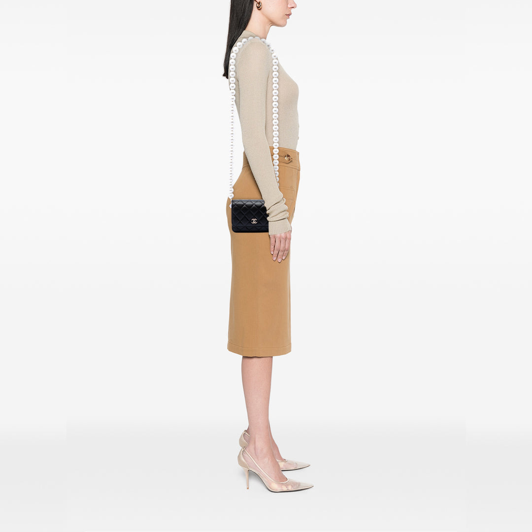 Chanel CC Matelassé Cuir d'agneau Maxi Perle Chain Strap